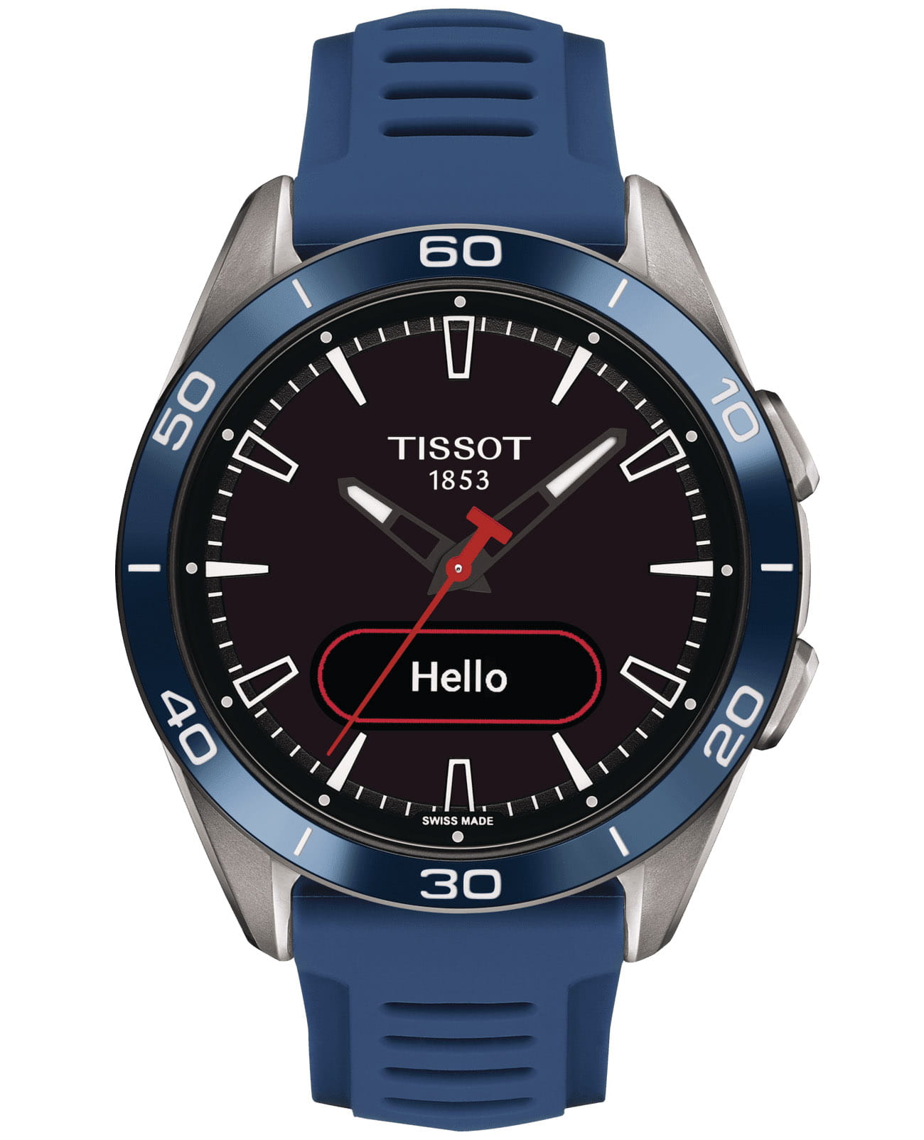 Tissot Tissot T-Touch Connect Sport T153.420.47.051.01 T Touch T1534204705101 кварцевые мужские часы черный циферблат, браслет силикон — вид спереди