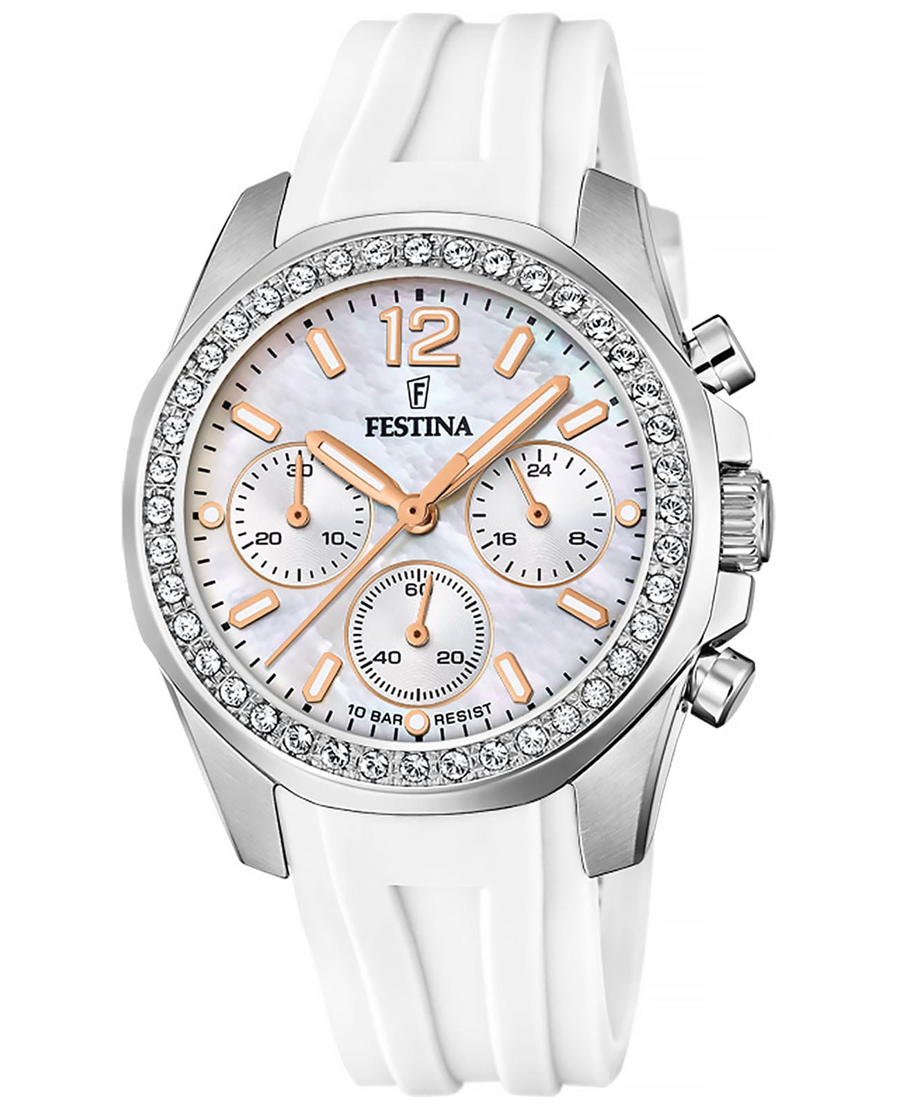 Festina Festina Boyfriend F20610/1  F20610/1 кварцевые женские часы перламутровый циферблат, браслет каучук — вид спереди