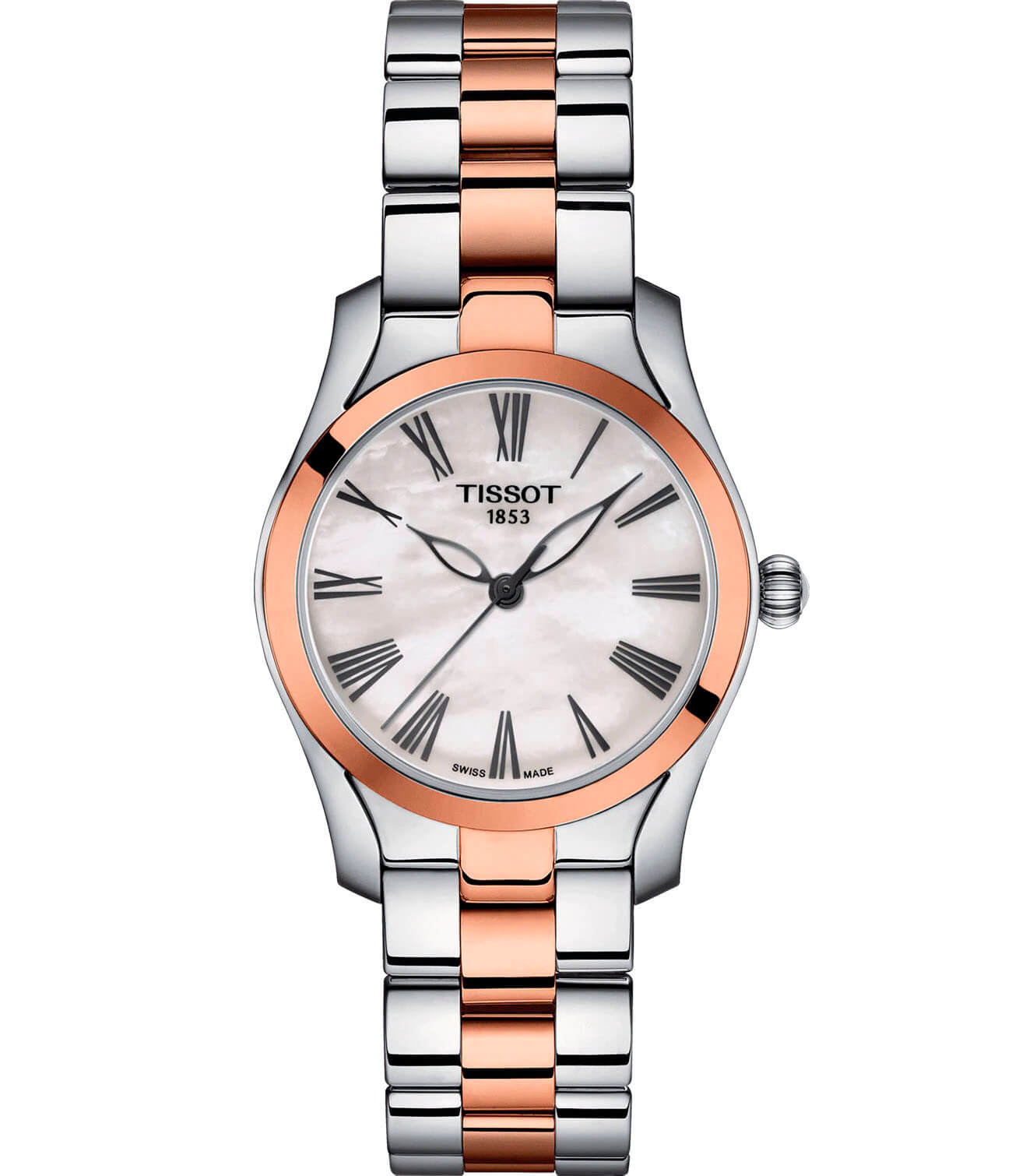 Tissot Tissot T-Wave T112.210.22.113.01 T Wave T1122102211301 кварцевые женские часы перламутровый циферблат, браслет сталь c pvd покрытием — вид спереди