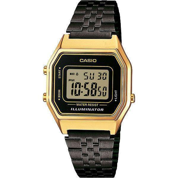 Casio Casio Illuminator LA680WEGB-1A  LA680WEGB-1A кварцевые мужские часы серый циферблат, браслет нержавеющая сталь — вид спереди
