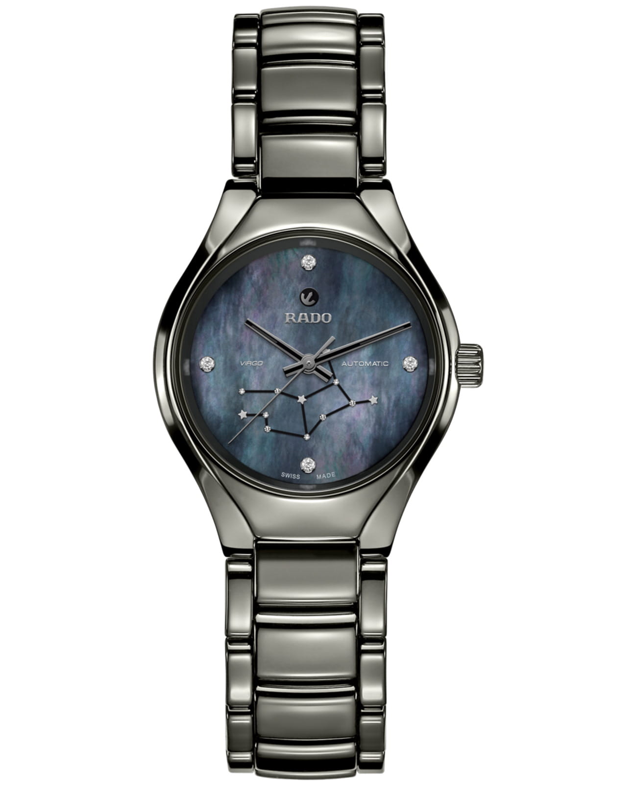 Rado Rado True Star Sign - Virgo R27243932 Automatic R27243932 механические женские часы перламутровый циферблат, браслет плазменная керамика — вид спереди