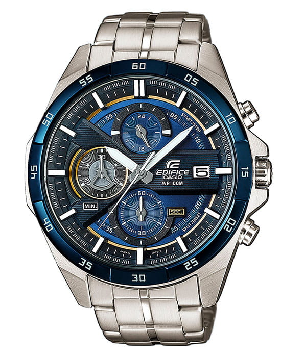 Casio Casio Edifice EFR-556DB-2A EFR-556 EFR-556DB-2A кварцевые мужские часы синий циферблат, браслет нержавеющая сталь — вид спереди